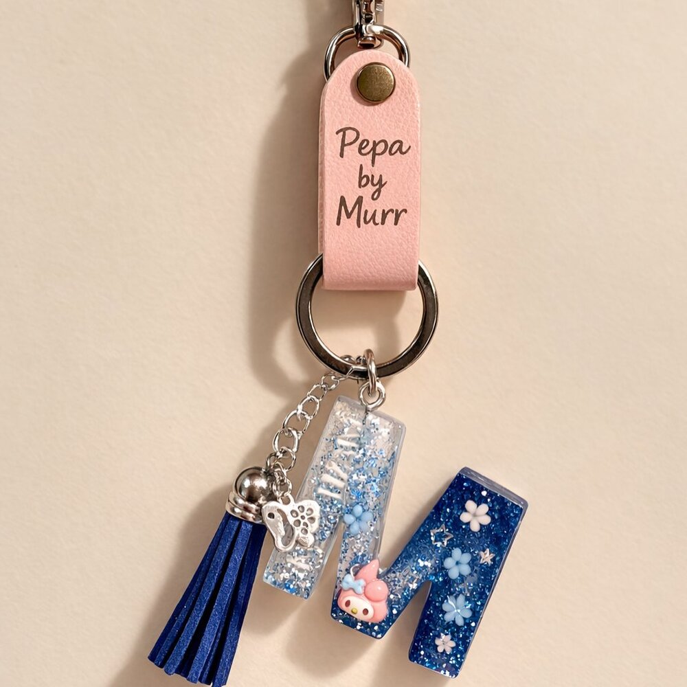 Custom Glitter Initial or Number Keychain – Multi… - image 1